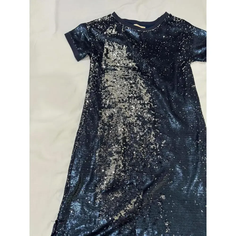 NWT Anthropologie Moulinette Soeurs Blue Silver Sequin Short Mini Dress Size XS - Picture 4 of 9